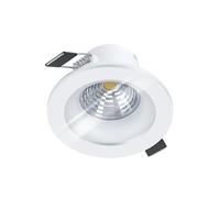Eglo LED empotrable Salabate, foco de techo regulable, aluminio blanco, luz cálida, 6 W, 380 lúmenes, 3000 K, Ø 8,8 cm