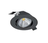 Eglo LED empotrable Saliceto, foco de techo regulable, redondo y plano | aluminio negro, luz cálida, Ø 8,8 cm