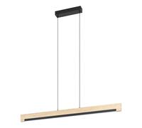 EGLO LED lámpara colgante Camacho, lámpara colgante regulable de 1 luz, lámpara colgante de acero, madera y plástico, lámpara de mesa de comedor en negro, natural, blanco, lámpara colgante de salón