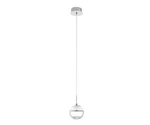 Eglo LED lámpara colgante Montefio 1, lámpara suspendida de una luz, lámpara de techo de metal, vidrio y cristal, lámpara colgante en cromo y blanco, lámpara LED para comedor luz cálida