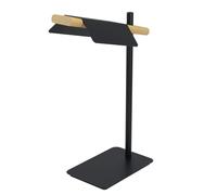 Eglo LED lámpara de mesa Ermua, iluminación de mesa, luz de cabecera en metal, madera y plástico, lámpara de salón en negro, marrón y blanco, con interruptor