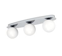 Eglo LED lámpara de pared Castrivido, aplique baño 3 luces, iluminación de baño de metal cromado con globo de vidrio blanco, incluye bombillas G9 luz cálida, IP44