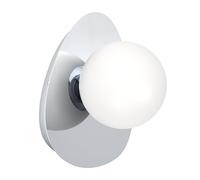 Eglo LED lámpara de pared Castrivido, luz para baño, iluminación de pared de metal cromado con esfera de vidrio blanca, incluye bombilla G9 foco cálida, IP44