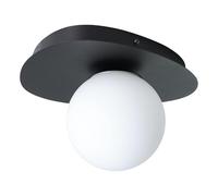 Eglo LED lámpara de pared Castrivido, luz para baño, iluminación de pared en metal negro con esfera de vidrio blanca, incluye bombilla G9 foco cálida, IP44