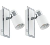 Eglo LED lámpara de pared Davida, aplique, foco de pared de metal en cromo y blanco, lámpara para salón, con interruptor, foco con bombilla GU10, luz cálida (Paquete de 2)