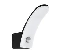 Eglo LED lámpara de pared exterior Fiumicino, luminaria exterior de una luz | aplique con sensor de aluminio y plástico, color negro y blanco, IP44, con detector de movimiento