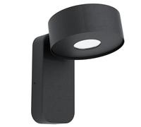 Eglo LED Lámpara de pared exterior Palosco, lámpara exterior de una luz | aplique LED de acero galvanizado negro y plástico transparente, lámpara LED exterior luz cálida, IP44