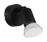 Eglo LED Lámpara de pared Lámpara de pared LED, 1 Lámpara de techo | de la llama, Wall Sconence Inside Metal, Lámpara de sala de estar, Pasillo en negro, LED Spot con versión GU10