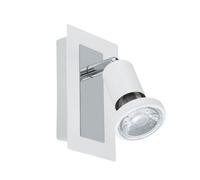 Eglo LED Lámpara de pared Sarria, aplique, foco de pared de metal, lámpara para salón en blanco y cromo, con interruptor, spot con bombilla GU10, luz cálida