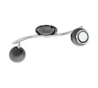 Eglo LED lámpara de techo Bimeda, lámpara de techo de 2 luces, foco de techo de metal en níquel-negro y cromo, lámpara para salón, spots con bombillas GU10, luz cálida