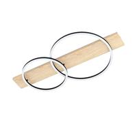 Eglo LED lámpara de techo Boyal, iluminación, de 2 luces de madera, metal e plástico, luz de salón en la naturaleza, negro e blanco, L 78 cm