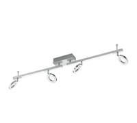 Eglo LED lámpara de techo Cardillo, lámpara de techo con 4 luces, foco de techo de aluminio, metal y plástico, lámpara para salón en cromo, luz LED para pasillo luz cálida blanca