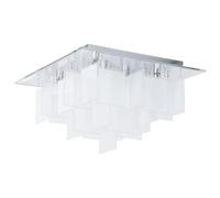 Eglo LED lámpara de techo Condrada 1, lámpara de techo con 8 luces, lámpara de salón de metal cromado y vidrio satinado blanco, lámpara para dormitorio y pasillo con casquillo G9