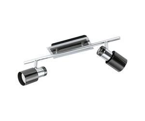 Eglo LED lámpara de techo Davida 1, lámpara de techo de 2 luces, foco de techo metálico en cromo, níquel-negro, lámpara para salón, foco con bombilla GU10, luz cálida