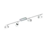 Eglo LED lámpara de techo Davida, lámpara de techo con 4 luces, foco de techo de metal en cromo y blanco, lámpara para salón, focos con bombillas GU10, luz cálida