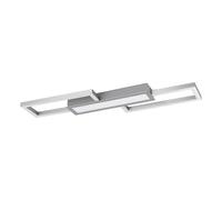 Eglo LED lámpara de techo Fomento, lámpara de techo geométrica, iluminación de techo en metal níquel mate y plástico blanco, luz de superficie para oficina y cocina, luz cálida-fría, 78 cm de largo