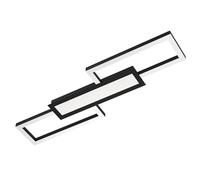 Eglo LED lámpara de techo Fomento, plafón geométrico, metal negro y plástico blanco, iluminación para oficina y cocina, blanco cálido-frío, 78 cm de largo