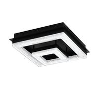 Eglo LED Lámpara de techo Fradelo 1, lámpara de pared de 2 luces, lámpara de techo de acero y plástico con efecto cristal en negro y transparente, lámpara para salón, luz cálida