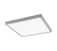 Eglo LED lámpara de techo Fueva 1, lámpara de techo con una luz, material: aluminio y plástico, color: plata y blanco, dimensiones: 40x40 cm, luz cálida