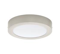 EGLO LED lámpara de techo Fueva 1, lámpara de techo de una luz | material: fundición de metal, plástico, color: níquel mate, blanco, Ø: 22,5 cm, luz cálida
