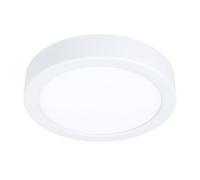 Eglo LED Lámpara de Techo Fueva 5, Ø 16 cm, lámpara de montaje con 1 luz de acero y superficie luminosa de plástico, lámpara de techo blanca, luz LED cálida