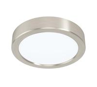 Eglo LED lámpara de techo Fueva 5, Ø 16 cm, lámpara de montaje con una luz de acero y superficie luminosa de plástico, lámpara de techo en níquel mate y blanco, luz LED neutra
