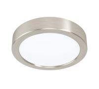 Eglo LED Lámpara de techo Fueva 5, Ø 16 cm, lámpara de superficie de acero con difusor de plástico, lámpara de techo en níquel mate y blanco, luz LED cálida