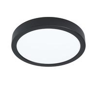 Eglo LED Lámpara de techo Fueva 5, Ø 21 cm, lámpara de montaje de una luz regulable, lámpara de techo de acero con superficie luminosa de plástico en negro y blanco, lámpara LED de luz cálida