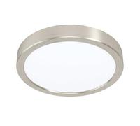 Eglo LED lámpara de techo Fueva 5, Ø 21 cm, lámpara de montaje único | de acero con superficie luminosa de plástico, lámpara de techo en níquel mate y blanco, luz LED cálida