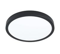 Eglo LED Lámpara de techo Fueva 5, Ø 28,5 cm, lámpara de superficie de una luz regulable, lámpara de techo de acero con superficie luminosa de plástico en negro y blanco, lámpara LED de luz cálida