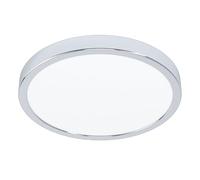 Eglo LED lámpara de techo Fueva 5, Ø 28,5 cm, luz de montaje 1 llama | lámpara de baño de acero con superficie luminosa de plástico en cromo y blanco, lámpara LED de montaje luz cálida, IP44