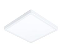 Eglo LED Lámpara de Techo Fueva 5, 28,5 cm de largo x ancho, lámpara de techo de un foco, lámpara de baño de acero con superficie luminosa de plástico en blanco, luz LED cálida, IP44