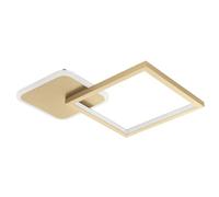 Eglo LED lámpara de techo Gafares, iluminador regulable con control remoto, luminaria de sala cuadrada de aluminio y acero en blanco y oro, luz blanco cálido-blanco frío