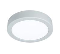 Eglo LED lámpara de techo Idun, lámpara de techo redonda, lámpara de techo de metal en plata y plástico en blanco, lámpara de superficie para oficina y cocina, blanco neutro, Ø 17 cm