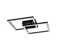 Eglo LED lámpara de techo Lejias, iluminación de salón de metal en negro | cristal de plástico en transparente, luz de dormitorio, LED lámpara de pasillo blanco cálido
