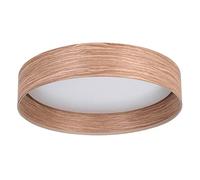 Eglo LED lámpara de techo Luppineria, luminaria redonda, iluminación de techo de madera con aspecto de roble, metal y plástico en blanco, luz de sala blanco cálido
