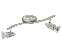 Eglo LED Lámpara de techo Magnum LED, lámpara de techo de 2 luces, foco de techo metálico, lámpara para salón en níquel mate y cromo, focos con bombillas GU10, luz cálida