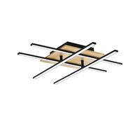 Eglo LED lámpara de techo Marinello 1, iluminación de 3 luces, luz de salón de metal, madera, plástico en negro, naturaleza, blanco, blanco cálido