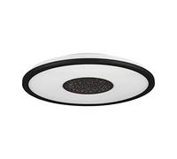 Eglo LED lámpara de techo Marmorata, luz de techo con efecto cristal, zonas de luz regulables mediante interruptor, iluminación de techo metálica en negro y plástico en blanco, Ø 45 cm