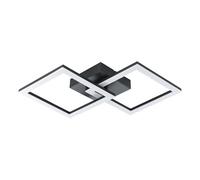 Eglo LED lámpara de techo Palmaves-E, iluminación cuadrada de metal negro | para dormitorio y salón, luz cálida, largo 52,5 cm