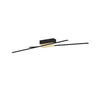 Eglo LED lámpara de techo Panagria, luminaria minimalista, FSC100HB, iluminador de aluminio, acero, madera y plástico en negro, marrón y blanco, luz de sala blanco cálido, 94 cm