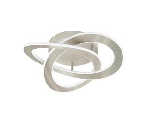 Eglo LED lámpara de techo Rolimare, pendiente con anillos curvos, luminaria para sala de aluminio en níquel mate y plástico en blanco, luz blanco neutro