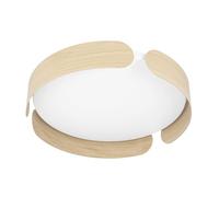 Eglo LED lámpara de techo Valcasotto, lámpara de techo de 1 llama minimalista, lámpara de salón de metal con aspecto de madera, plástico en blanco, lámpara de dormitorio LED blanco cálido