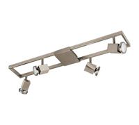 Eglo LED lámpara de techo Zeraco, lámpara de techo con 4 luces, foco de techo de metal y plástico, lámpara para salón en níquel mate, focos con bombillas GU10, luz cálida