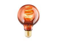 Eglo LED Lámpara E27 regulable, bombilla vintage cobre, globo LED espiral 4 vatios (equivale a 15 vatios), 90 lúmenes, LED E27 luz cálida, 2000 kelvin, bombilla decorativa G80, Ø 8,5 cm