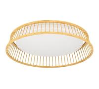 Eglo LED Luppineria Lámpara para techo redonda, iluminación de techo, plástico en blanco y bambú natural, lámpara para salón, dormitorio y pasillo, blanco cálido, Ø 45 cm