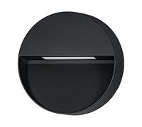 Eglo LED Maruggio Aplique para exteriores, iluminación exterior de la casa de pared, lámpara redonda para exteriores, de aluminio negro, blanco cálido - blanco frío, IP65
