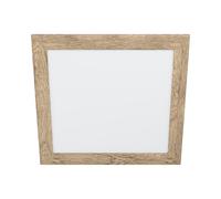 Eglo LED panel Piglionasso, con marco decorativo de madera, lámpara de techo de madera en marrón claro flameado, iluminación de cocina, luz de oficina, L x A 50 cm