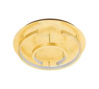 Eglo LED plafón Pozondon, lámpara de techo 2 luces, extravagante, para salón, acero y plástico, cocina, pasillo, techo en dorado metalizado, blanco