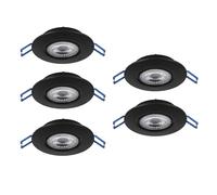 Eglo LED set de 5 focos empotrables Zujar, lámparas de techo orientables, plástico negro, luz cálida, Ø 9 cm